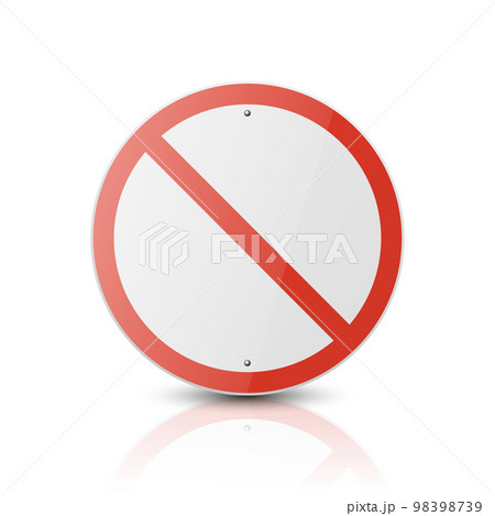 Vector White and Red Round Glossy Prohibition Stop Sign - Warning, Danger Sign Frame Icon with Reflection Closeup Isolated on White Background. Dangerous Plate Design Template of Road Sign, Front View Vector White and Red Round Glossy Prohibition Stop Sign - Warning, Danger Sign Frame Icon with Reflection Closeup Isolated on White Background. Dangerous Plate Design Template of Road Sign, Front View 98398739