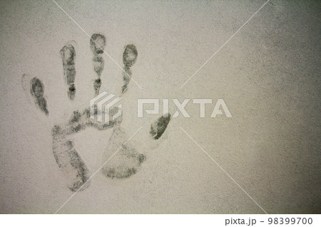 Hand print stamp on texture background Hand print stamp on texture background 98399700