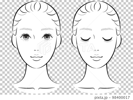 メイクや美容向けの若い女性の正面顔セット メイクや美容向けの若い女性の正面顔セット 98400017