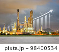 Oil gas refinery or petrochemical plant at twilight. 98400534