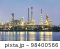 Oil gas refinery plant at twilight. 98400566