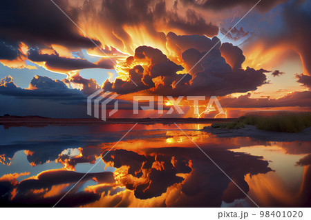 背景素材:美しい夕焼けのイメージ背景 98401020