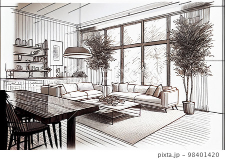 modern living room drawing