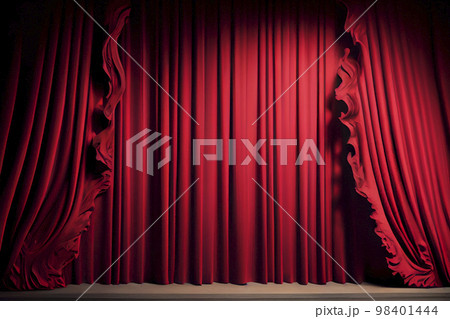 イメージ素材：ラグジュアリーな赤い緞帳のイメージ 98401444