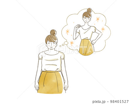 洋服を着て思っていたのとなんか違うと思っている女性 98401527