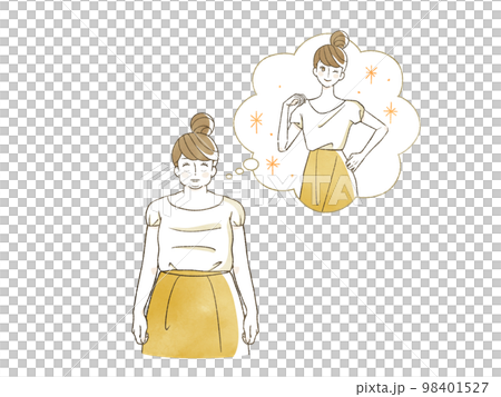 洋服を着て思っていたのとなんか違うと思っている女性 98401527
