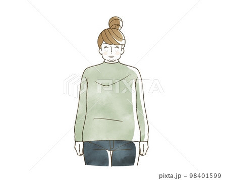 呆然としている肥満女性 呆然としている肥満女性 98401599