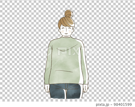 呆然としている肥満女性 呆然としている肥満女性 98401599