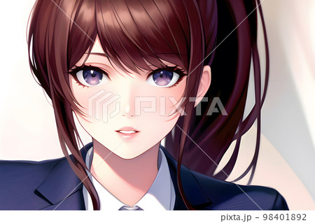 ポニーテールの女の子　女子高生　恋愛　告白 98401892
