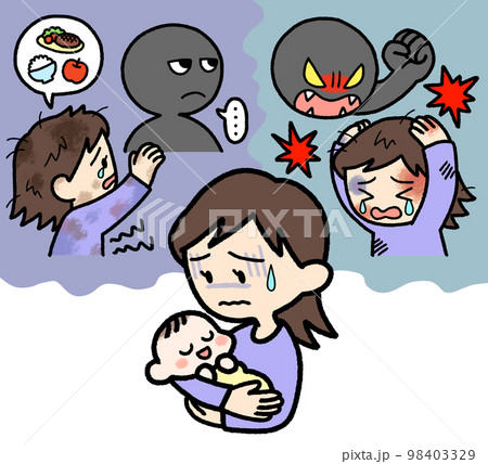 虐待のトラウマから育児に不安を抱く母親 虐待のトラウマから育児に不安を抱く母親 98403329