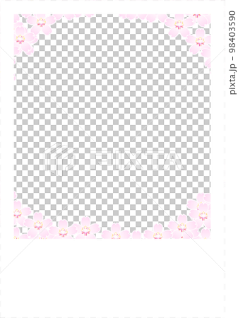 Memorable photo, instant camera style, cherry blossom on the inside, part of the photo is transparent 98403590