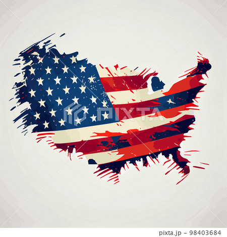 Realistic abstract flag of USA in the form of a map of america, independence day of the country, national traditions Realistic abstract flag of USA in the form of a map of america, independence day of the country, national traditions 98403684