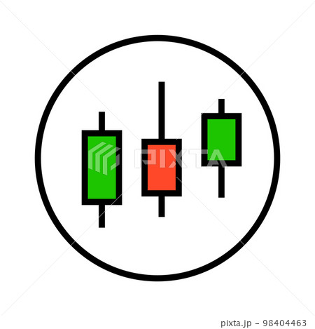 丸いローソク足のチャートアイコン。株価の変動。ベクター。 98404463