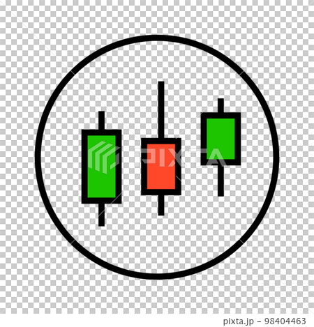 丸いローソク足のチャートアイコン。株価の変動。ベクター。 98404463