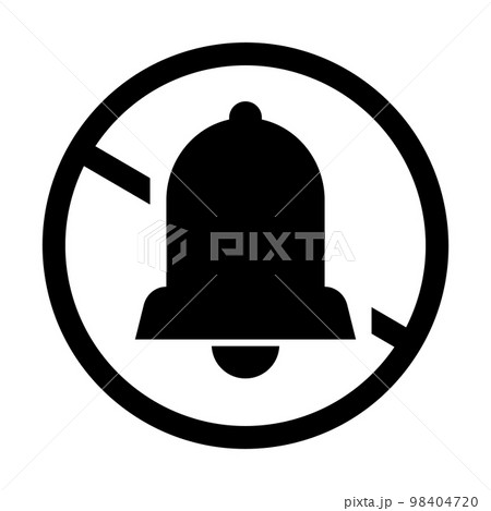 鈴のミュートシルエットアイコン。消音。サイレントモード。ベクター。 鈴のミュートシルエットアイコン。消音。サイレントモード。ベクター。 98404720