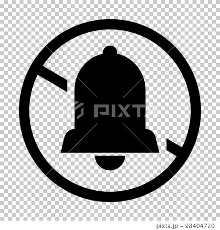 鈴のミュートシルエットアイコン。消音。サイレントモード。ベクター。 鈴のミュートシルエットアイコン。消音。サイレントモード。ベクター。 98404720