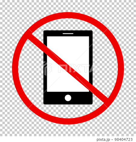 禁止使用智能手機的標誌。智能手機禁用圖標。向量。 98404723