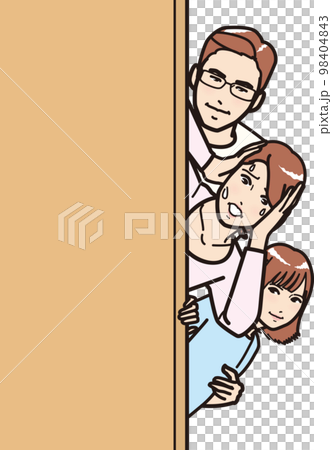 覗く家族、頭を抱えるママ 98404843