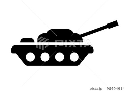 戦車のシルエットアイコン。軍事兵器。ベクター。 戦車のシルエットアイコン。軍事兵器。ベクター。 98404914