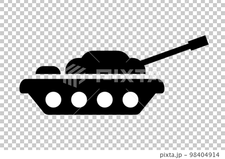 戦車のシルエットアイコン。軍事兵器。ベクター。 戦車のシルエットアイコン。軍事兵器。ベクター。 98404914