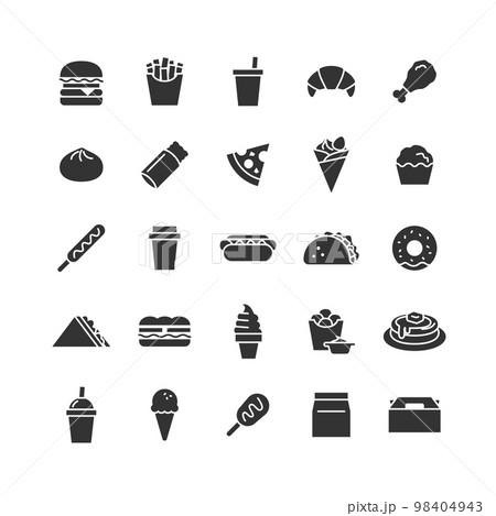 ファーストフードのアイコンセット（ブラック） 98404943