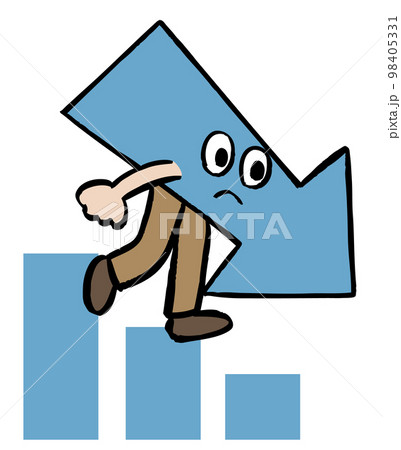 棒グラフで下降する矢印 98405331