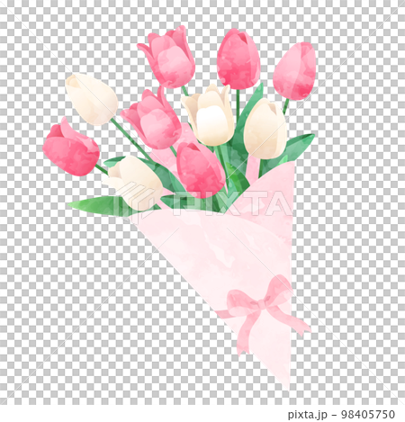水彩のチューリップの花束のベクターイラスト 98405750
