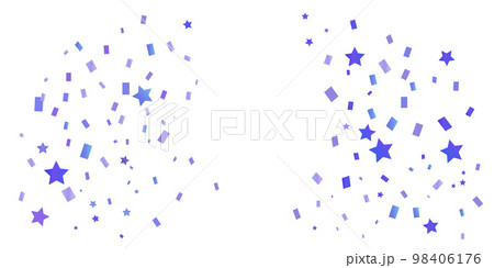 青色の紙吹雪と星の背景イラスト 98406176