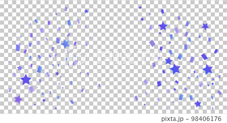 青色の紙吹雪と星の背景イラスト 98406176