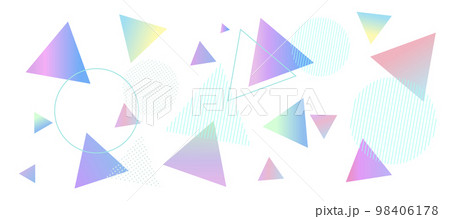 ネオンカラーの幾何学模様の背景イラスト　ジオメトリック　グラデーション　メンフィス 98406178
