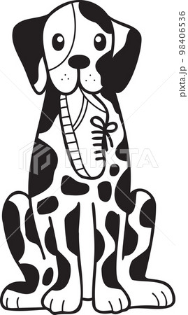 Hand Drawn Dalmatian Dog holding shoes illustration in doodle style Hand Drawn Dalmatian Dog holding shoes illustration in doodle style 98406536