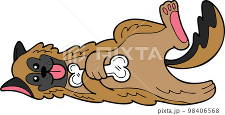 Hand Drawn German Shepherd Dog holding the bone illustration in doodle style Hand Drawn German Shepherd Dog holding the bone illustration in doodle style 98406568