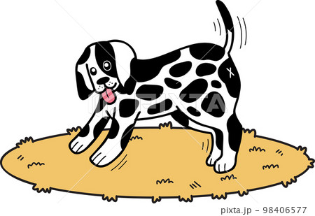 Hand Drawn Dalmatian Dog walking illustration in doodle style 98406577