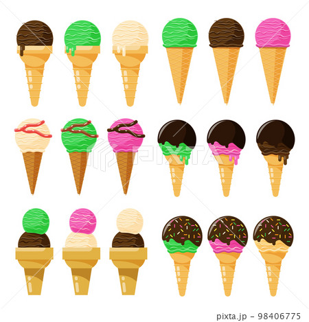 set of ice cream cone isolated element vector illustration 98406775