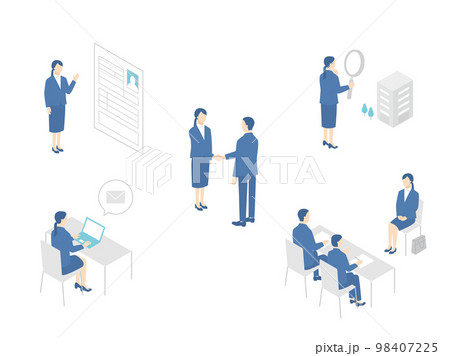 様々な就職活動シーンのセット 様々な就職活動シーンのセット 98407225
