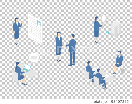 様々な就職活動シーンのセット 様々な就職活動シーンのセット 98407225