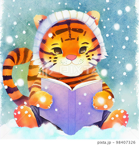 Cute baby tiger illustration. Watercolor illustration for baby shower, greeting card, party invitation, fashion clothes t-shirt print. 98407326
