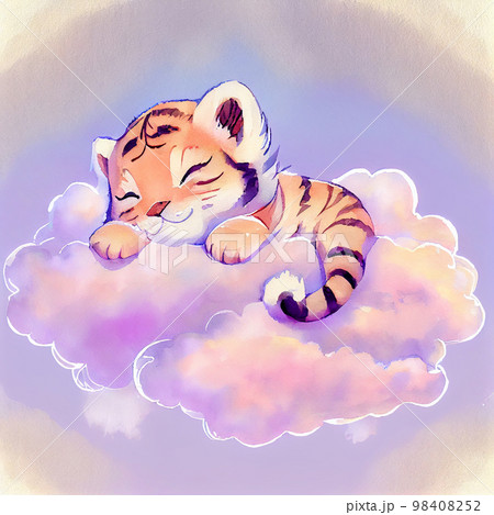 Cute baby tiger illustration. Watercolor illustration for baby shower, greeting card, party invitation, fashion clothes t-shirt print. 98408252