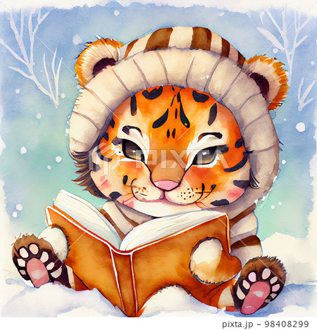 Cute baby tiger illustration. Watercolor illustration for baby shower, greeting card, party invitation, fashion clothes t-shirt print. Cute baby tiger illustration. Watercolor illustration for baby shower, greeting card, party invitation, fashion clothes t-shirt print. 98408299
