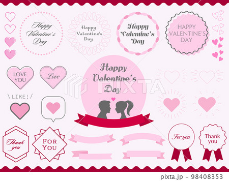 バレンタインデーの可愛いハートフレームセット 98408353