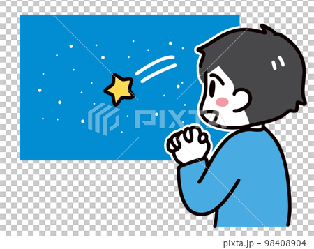 流れ星に願い事をする若い男性	 98408904