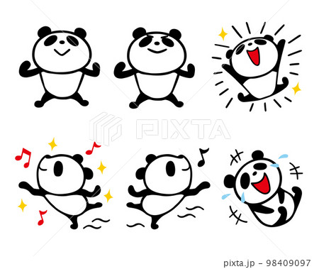 かわいいシンプルパンダセット7　(ガッツポーズ、感激、笑う他) 98409097
