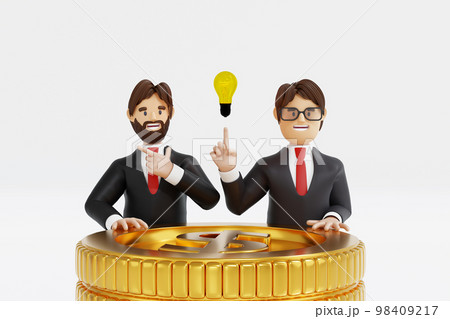 Businessman hand pointing at light bulb, get inspired business idea innovation creativity, 3D render 98409217
