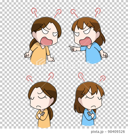 喧嘩する女性のイラスト2パターン 喧嘩する女性のイラスト2パターン 98409326