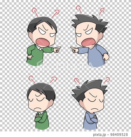 喧嘩する男性のイラスト2パターン 98409328