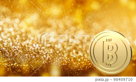 The gold bitcoin on bokeh background for business concept 3d rendering 98409710
