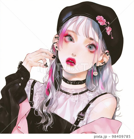 すごく格好良くでファッショナブルな女性　水彩画「AI生成画像」 98409785