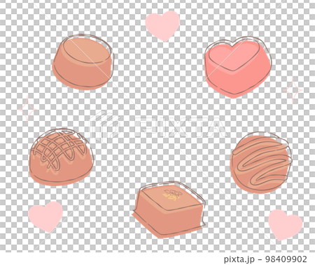 Rough hand-drawn chocolate illustration set Valentine Rough hand-drawn chocolate illustration set Valentine 98409902