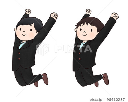 ジャンプ、飛躍するスーツを着た男性のイラスト ジャンプ、飛躍するスーツを着た男性のイラスト 98410287