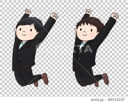 ジャンプ、飛躍するスーツを着た男性のイラスト ジャンプ、飛躍するスーツを着た男性のイラスト 98410287